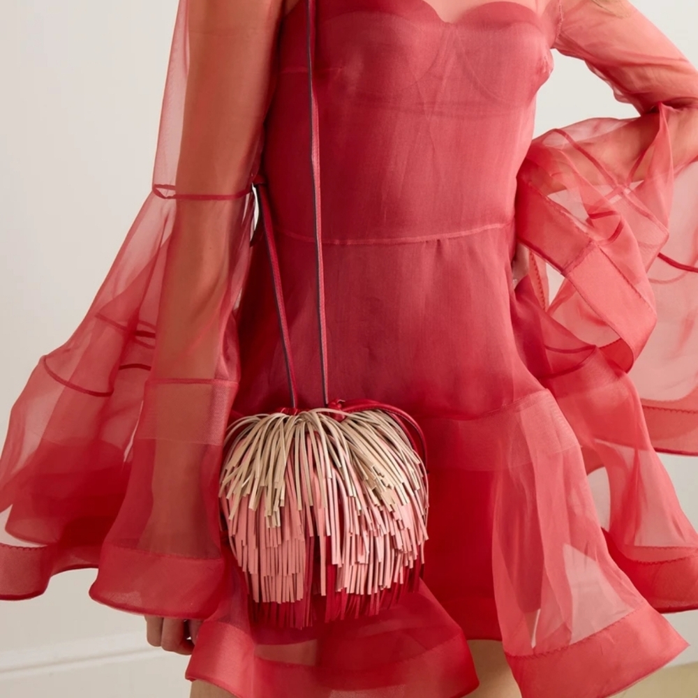Zimmermann Unique Purse Coral Pink Fringe Crossbody Bag - Picture 5 of 16